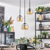 Ripoll hanging light, globe light, Cluster pendant lamp Amber, 3-light sources