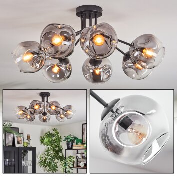 Ripoll ceiling light, globe light clear, Smoke-coloured, 7-light sources