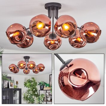 Ripoll ceiling light, globe light coppery, 7-light sources