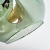 Ripoll ceiling light, globe light blue, gold, green, 7-light sources