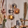 Ripoll globe light, wall light chrome, coppery, Smoke-coloured, 3-light sources