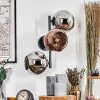 Ripoll globe light, wall light chrome, coppery, Smoke-coloured, 3-light sources