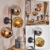 Ripoll globe light, wall light chrome, gold, Smoke-coloured, 3-light sources