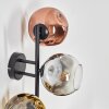 Ripoll globe light, wall light chrome, gold, clear, coppery, Smoke-coloured, 3-light sources