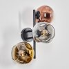 Ripoll globe light, wall light chrome, gold, clear, coppery, Smoke-coloured, 3-light sources
