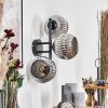 Ripoll globe light, wall light chrome, Smoke-coloured, 3-light sources