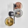 Ripoll globe light, wall light chrome, gold, clear, coppery, Smoke-coloured, 3-light sources
