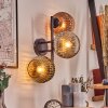 Ripoll globe light, wall light chrome, gold, clear, coppery, Smoke-coloured, 3-light sources