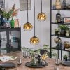 Ripoll hanging light, globe light, Cluster pendant lamp gold, clear, 3-light sources