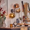 Ripoll globe light, wall light chrome, gold, coppery, Smoke-coloured, 3-light sources