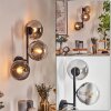 Gastor globe light, wall light clear, Smoke-coloured, 3-light sources