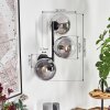 Gastor globe light, wall light clear, Smoke-coloured, 3-light sources