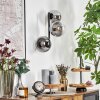 Gastor globe light, wall light clear, Smoke-coloured, 3-light sources