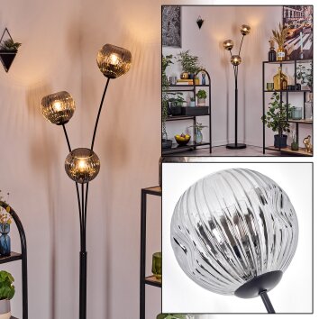 Ripoll globe light, floor lamp Smoke-coloured, 3-light sources