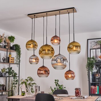 Ripoll hanging light, globe light, pendant light Ecru, black, 8-light sources