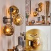 Ripoll globe light, wall light gold, clear, 3-light sources