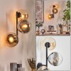 Gastor globe light, wall light Amber, clear, Smoke-coloured, 3-light sources
