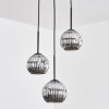 Ripoll hanging light, globe light, Cluster pendant lamp chrome, Smoke-coloured, 3-light sources