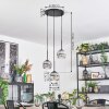 Ripoll hanging light, globe light, Cluster pendant lamp chrome, clear, Smoke-coloured, 3-light sources