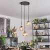 Ripoll hanging light, globe light, Cluster pendant lamp chrome, clear, Smoke-coloured, 3-light sources