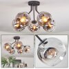 Ripoll ceiling light, globe light chrome, clear, Smoke-coloured, 5-light sources