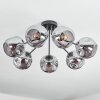 Ripoll ceiling light, globe light chrome, Smoke-coloured, 7-light sources