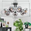 Ripoll ceiling light, globe light chrome, clear, Smoke-coloured, 7-light sources