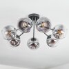 Ripoll ceiling light, globe light chrome, clear, Smoke-coloured, 7-light sources