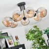 Ripoll ceiling light, globe light Amber, 7-light sources