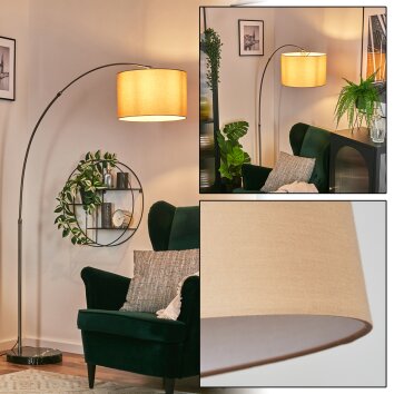 Soungou floor lamp, Arch lamps matt nickel, black, 1-light source, Fabric shade