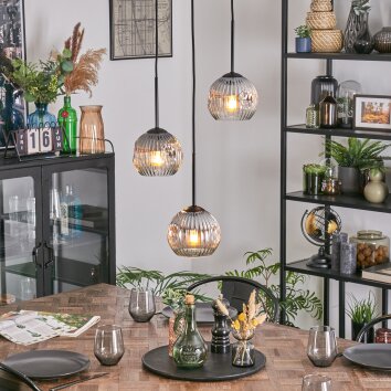 Ripoll hanging light, globe light, Cluster pendant lamp clear, Smoke-coloured, 3-light sources