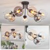 Koyoto ceiling light, globe light 82 cm Amber, clear, Smoke-coloured, 7-light sources