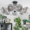 Ripoll ceiling light, globe light chrome, clear, Smoke-coloured, 7-light sources