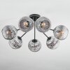 Ripoll ceiling light, globe light chrome, clear, Smoke-coloured, 7-light sources