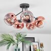 Ripoll ceiling light, globe light clear, coppery, 5-light sources