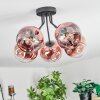 Ripoll ceiling light, globe light clear, coppery, 5-light sources