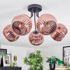 Ripoll ceiling light, globe light coppery, 5-light sources