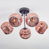 Ripoll ceiling light, globe light coppery, 5-light sources