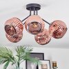Ripoll ceiling light, globe light coppery, 5-light sources