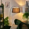 Bassagoda floor lamp, Arch lamps chrome, black, 1-light source, Fabric lampshade