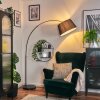 Bassagoda floor lamp, Arch lamps chrome, black, 1-light source, Fabric lampshade
