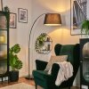 Bassagoda floor lamp, Arch lamps chrome, black, 1-light source, Fabric lampshade