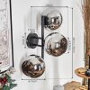 Koyoto globe light, wall light chrome, Smoke-coloured, 3-light sources