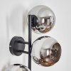 Koyoto globe light, wall light chrome, Smoke-coloured, 3-light sources