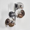 Koyoto globe light, wall light chrome, Smoke-coloured, 3-light sources