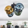 Ripoll ceiling light, globe light blue, gold, green, 4-light sources