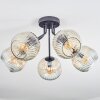 Ripoll ceiling light, globe light Amber, clear, 5-light sources
