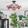 Ripoll ceiling light, globe light clear, coppery, 5-light sources