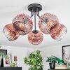 Ripoll ceiling light, globe light clear, coppery, 5-light sources