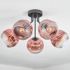 Ripoll ceiling light, globe light clear, coppery, 5-light sources